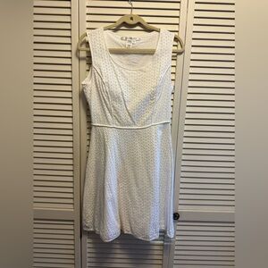Max Studio- Size 6 Short Sleeve White Eyelet Shell 100% Cotton Dress.